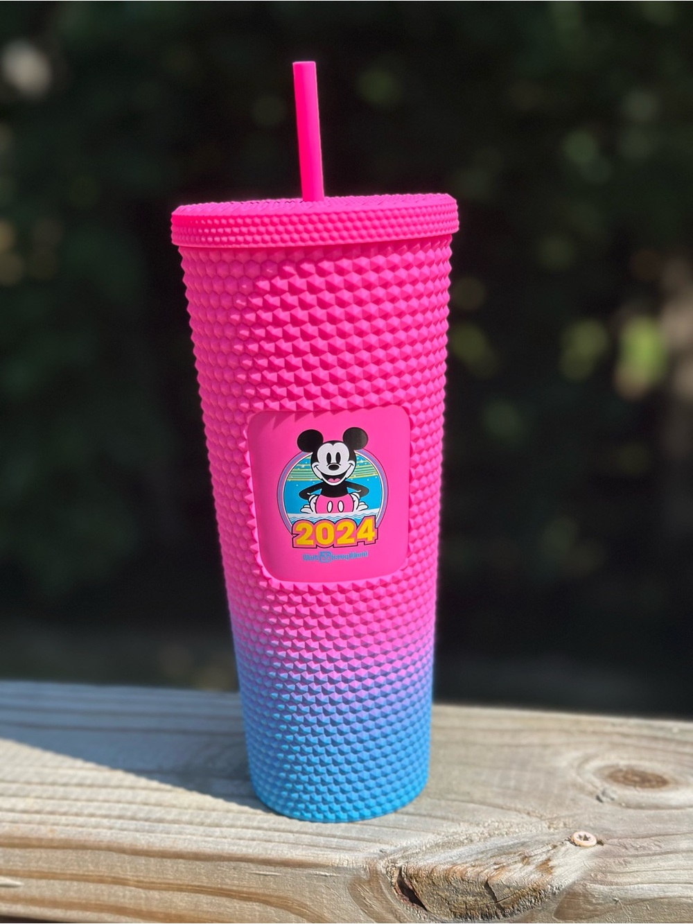 Starbucks Pink to Blue Ombre Studded Tumbler with Mickey 2024 Badge